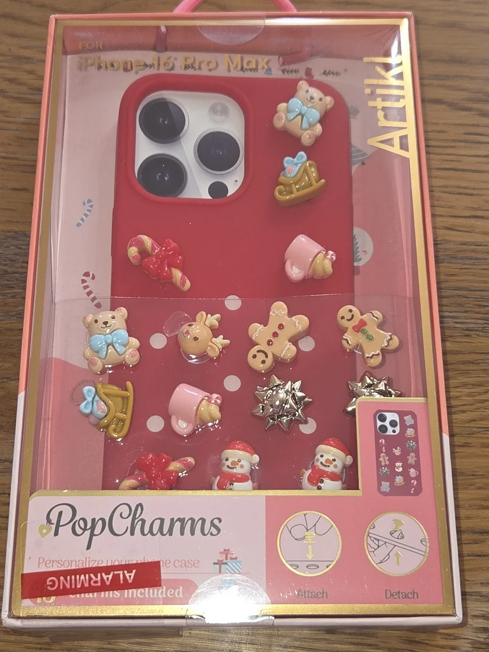 NIB, Red iPhone 16 Pro Max Case with Holiday Pop Charms. CP